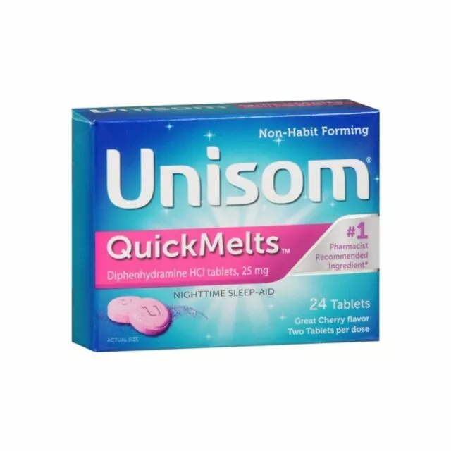 Tabletas nocturnas con sabor a cereza Unisom Sleep Melts NUEVAS en CAJA ayuda para dormir 