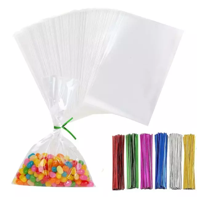 VDL Cello Display Bags Cellophane Bags Sweet Cake Party FREE TWIST TIES