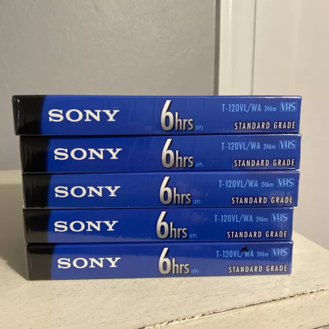 Lot Of 5 Sony T120VL/WA  Standard Grade VHS Video Tapes SEALED