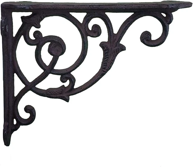 Wall Shelf Bracket Ornate Vine Brown Cast Iron 8.5" Deep  1.61 pounds New