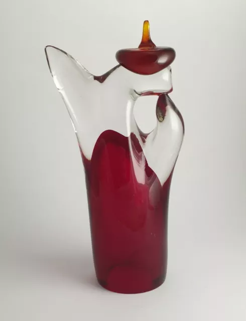 GLAS SKULPTUR MODERN ROT FIGUR H.: 23 cm Überfang 2