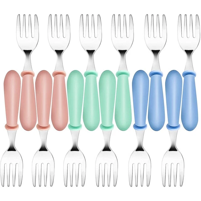 12PCS Toddler Forks Toddler Utensils,Stainless Steel Baby Forks,Kids Silver T3E9