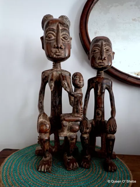 Ashanti Atakpame Togo Sculptures Wooden Pair Baby on Stools 20th Century Africa# 3