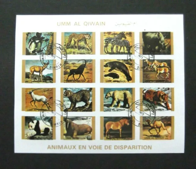 Umm Al Qiwain-1973-Endangered Animals/Airmail-Imperf sheet of Ministamps-Used