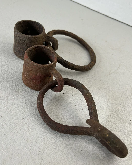 VINTAGE Lot Chain Hook Farm Barn Cast Iron Primitive Rusty Rope Loop