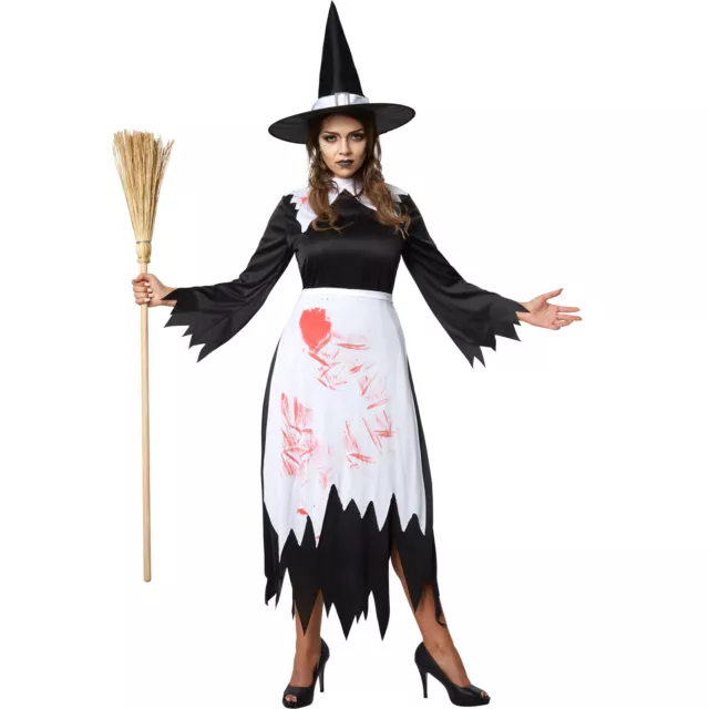 Costume Donna Strega Travestimento Sangue Vestito Adulti Carnevale Halloween nuo