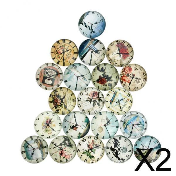 2X 20 Stück Uhr Glas Flatback  Kuppel Cabochons für Handwerk 10mm