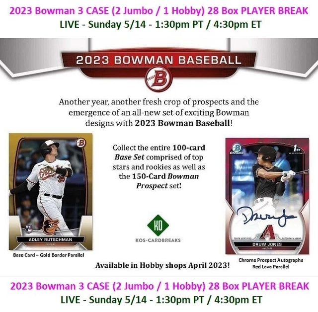 ELLY DE LA Cruz CIN 2023 Bowman 3 CASE 2 Jumbo/1 Hobby 28 Box PLAYER