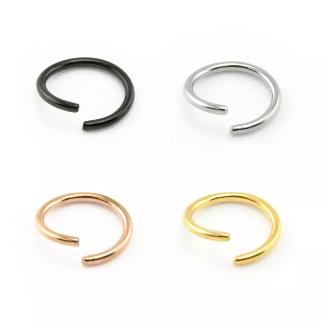 Nose Ring Lip Ear Body Fake Piercing Ring Various Sizes SILVER, BLACK, GOLD