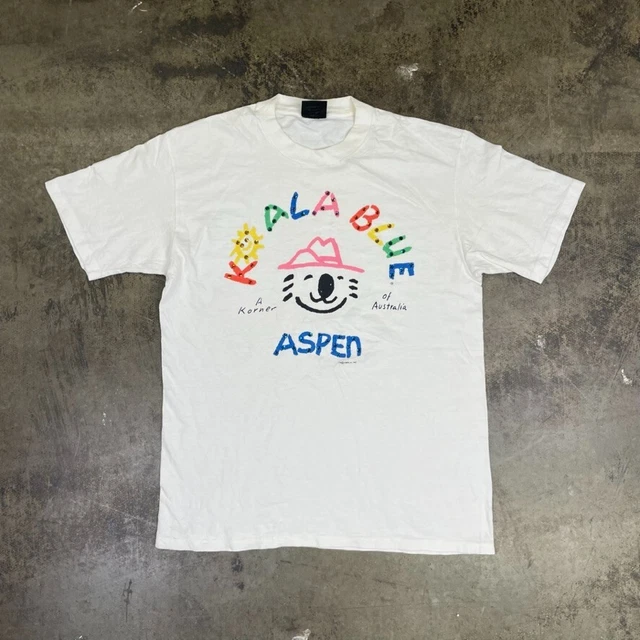 90S GRAPHIC TSHIRT Vintage Australia Single Stitch Tee White, Mens