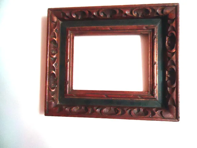 Frame Vintage Hand carved Wooden Brown/Gold -Heavy- Ready to hang