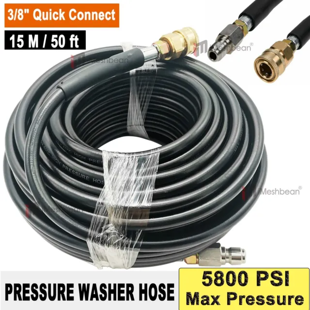 50FT 5800PSI Replacement High Pressure Power Washer Hose -3/8" Quick Connect