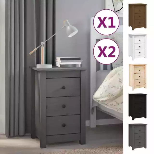 1/2x Mesitas de Noche Madera Maciza Pino Armario Mueble Multicolor vidaXL