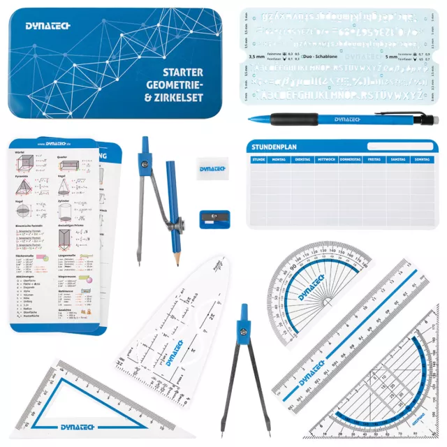 DynaTech Starter Geometrie-Set (14-teilig) in der Metall Box