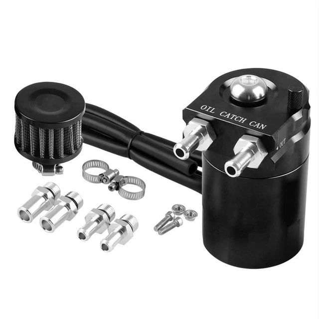 Car Aluminum Oil Catch Can Reservoir Tank Breather Fuel Tank With Air Filter New