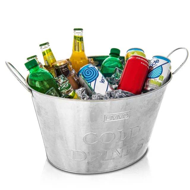 24L Galvanised Steel Ice Bucket Party Picnic Tub Beverage Drink Beer Cooler Wine