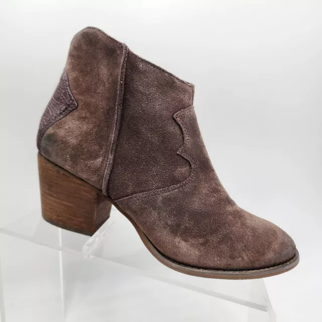 Marc Fisher Womens Brown Burnished Suede Contrast Stefani Western Bootie Size 9M