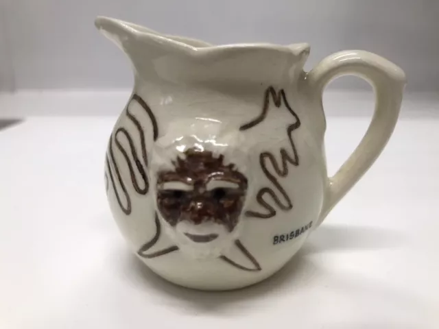 Vintage Rose Noble Pottery Souvenir Jug Rare Aboriginal Head/Kangaroo "Brisbane"