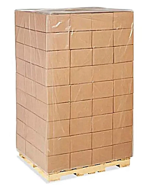 Pack of 90 Plastic Pallet Covers 42 x 30 x 70. Clear Reusable Low Density
