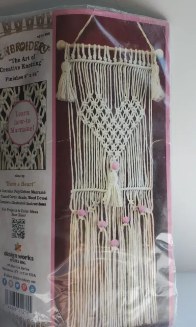 Zenbroidery Macramé Tiene Un Corazón Colgante Pared Kit Diseño Funciona ANUDAR 2