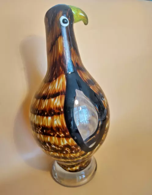 ART GLASS Figure Hawk BIRD Sculpture 10 1/2" Tall x 5" diameter - Heavy Glass 2