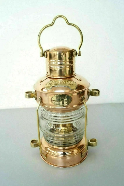 Kupfer-Messing-Anker-Öllampe nautische Maritime Schiffslaterne Boot antikes...