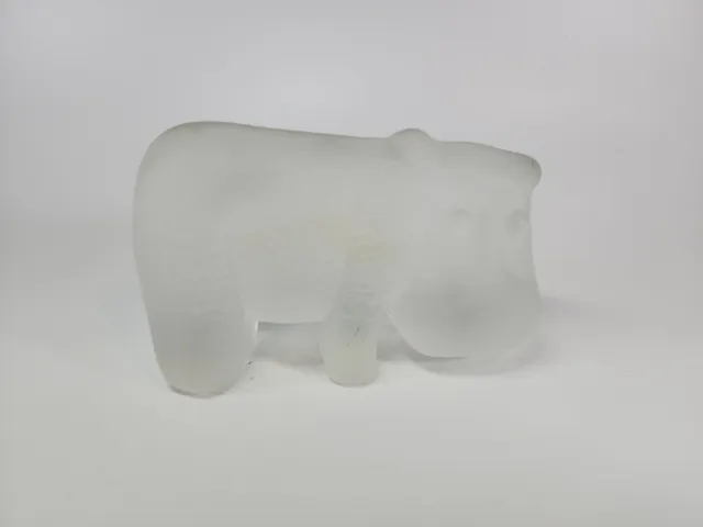 Viking Glass 1978 Crystal Frosted Hippopotamus Figurine Vintage Paperweight 7767