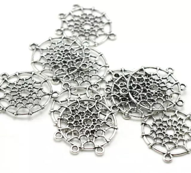 20 Tibet Silver Tone Dream Catcher Pendants 28X34mm Connector Charm DIY Earrring