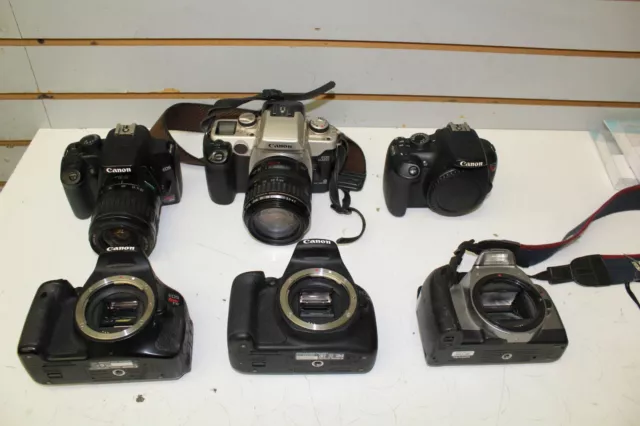 LOT OF 6 AS-IS BROKEN CANON CAMERA Rebel XS T3i 1200D T5 K2 ELAN IIe Cameras