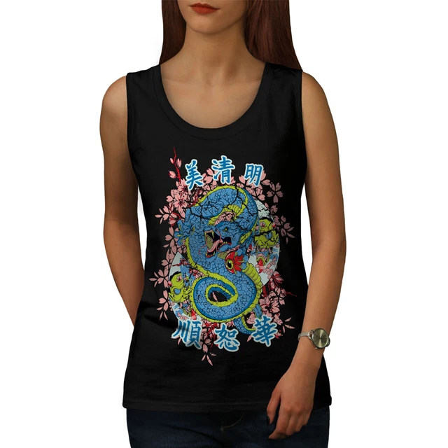 Wellcoda Dragon Chinese Legend Womens Tank Top, Enter Athletic Sports Shirt