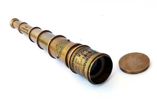 Cannocchiale Vintage In Ottone Massiccio Lucidato A Mano – Telescopio Da Collezione 40,6 Cm, Ottica Rivestita Per Visione Terrestre E Celeste