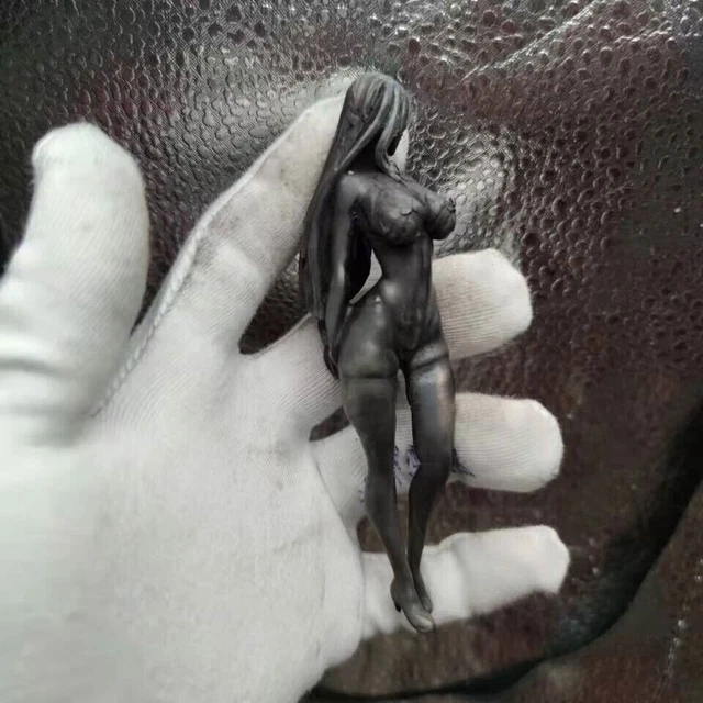 12cm Chinese Old Bronze Copper Statue Hand Carved Sexy Naked Girl Figure
