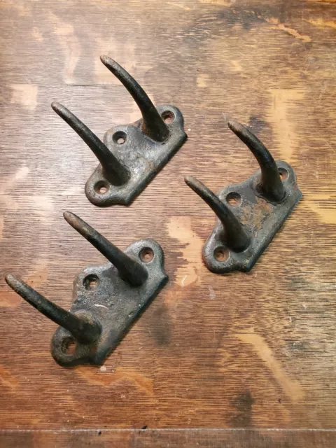 Antique Cast Iron Double Hook Prong Tack Bridle Horse W Fisk