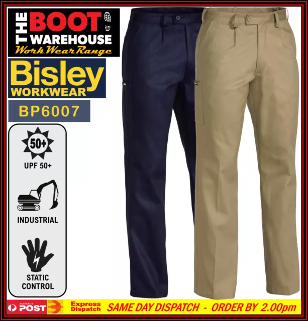 Bisley Work Pants BP6007 Mens Original Heavy Duty Pre-Shrunk 100% Cotton Drill