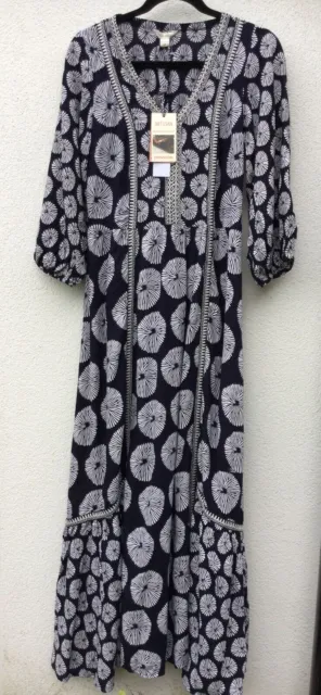 MONSOON ARTISAN STUDIO Ashoka Circle Print Midi Dress Navy Size 14 rrp ...