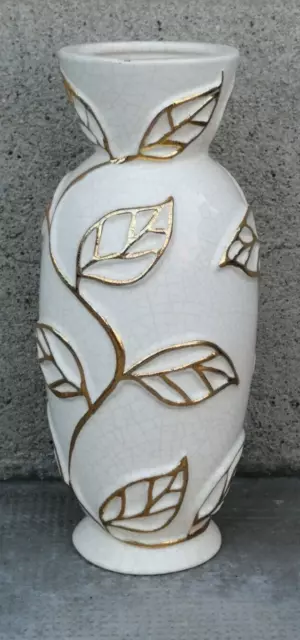 Vase design faïencerie de longwy craquelé décor fleur céramique