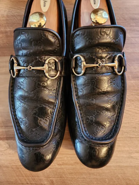 Gucci Black Guccissima Leather Loafers US 12 PRE-OWNED