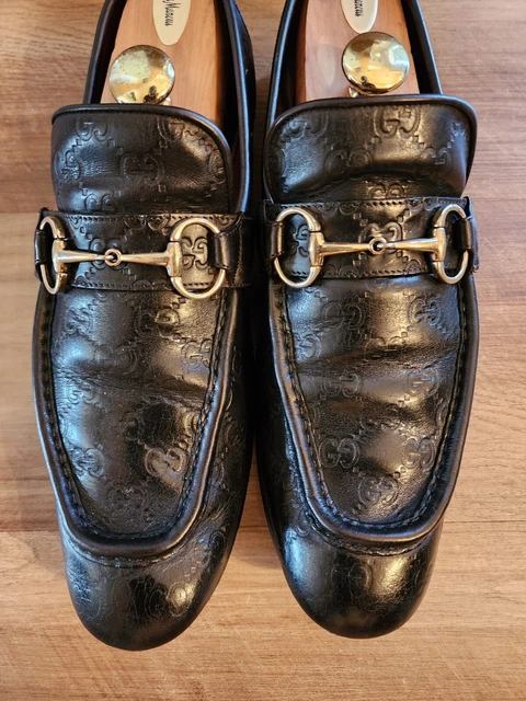 Gucci Black Guccissima Leather Loafers US 12 PRE-OWNED