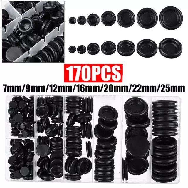 170 Rubber Grommet Firewall Hole Plug Electrical Wiring Gasket Assortment Kit