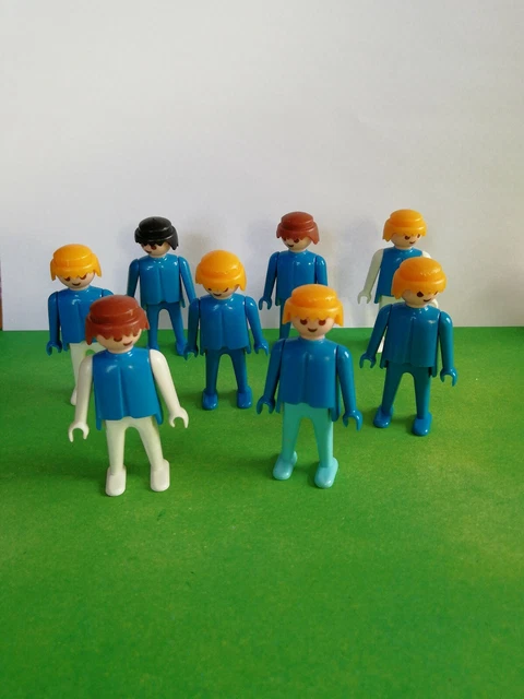 8 Playmobil Figuren Klicky Blau Konvolut Sammlung Männer feste Hände 1974 