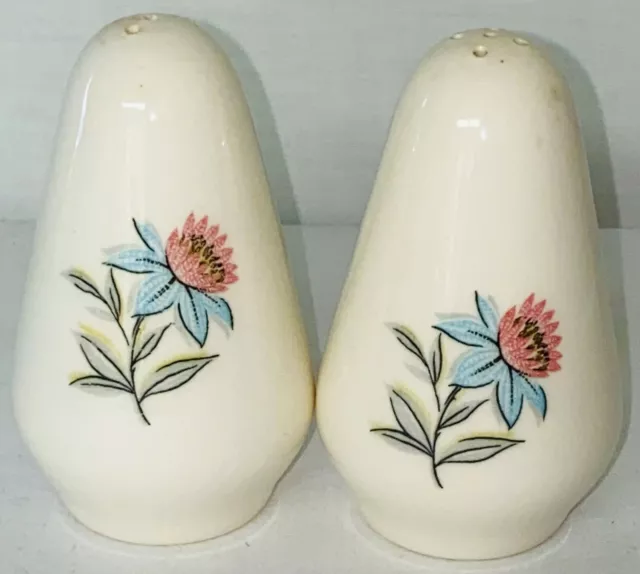 Steubenville FAIRLANE*TURQUOISE/PINK FLOWERS*3 1/2" SALT & PEPPER SHAKERS*#1