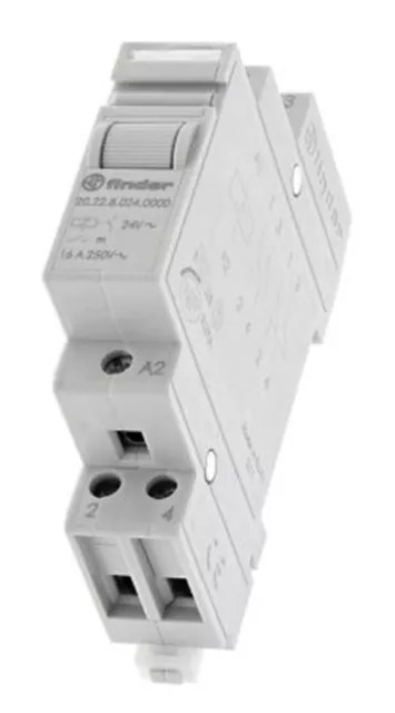 1 x 1 x Finder DPST DIN Rail Latching Relay - 16 A, 24V ac