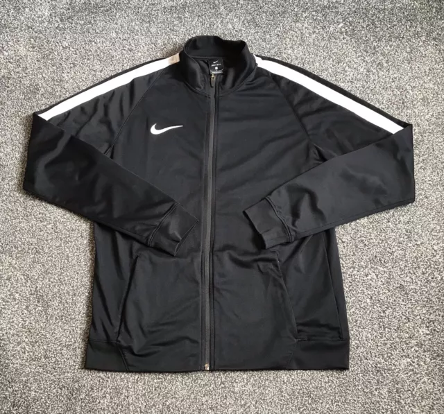Nike tracksuit black sales with white stripe
