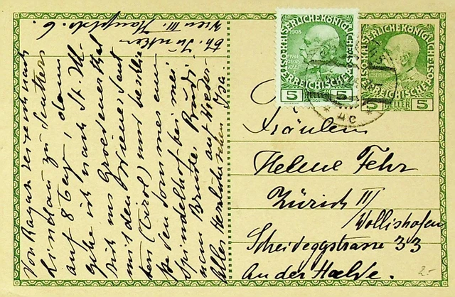 Österreich Franz Josef 5h Frankiert Auf 5h Postal Karte Sich Zürich Schweiz
