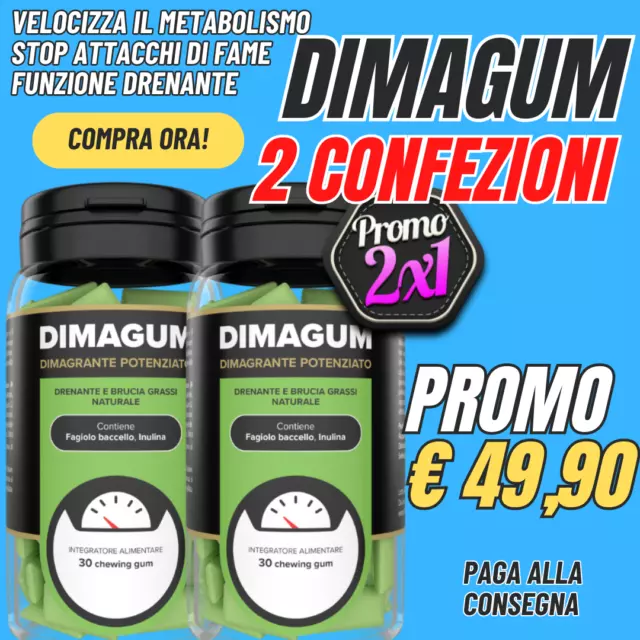 DIMAGUM 2X1 chewing gum dimagranti che tolgono la fame accelerano metabolismo di