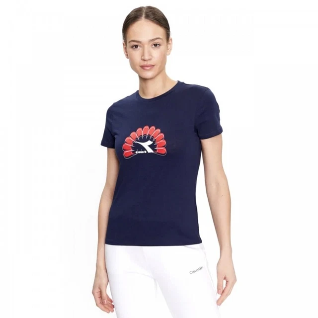 Diadora T-Shirt Maglia Donna Ragazza Graphic Sportiva Mezza Manica Corta Cotone