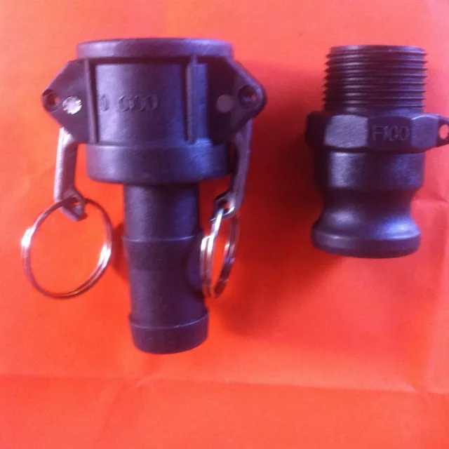 Camlock 1 inch BSP Set | Type C + F | Poly / Glass | hose fire pump