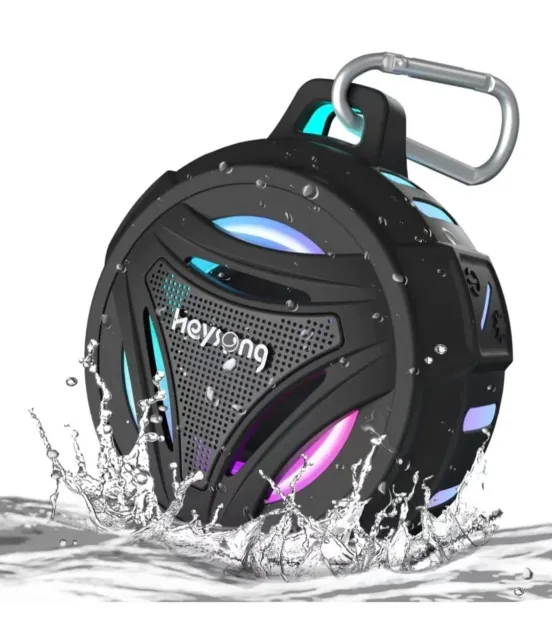 HEYSONG Shower Speaker, Waterpoof Portable Bluetooth Speakers Wireless with LED