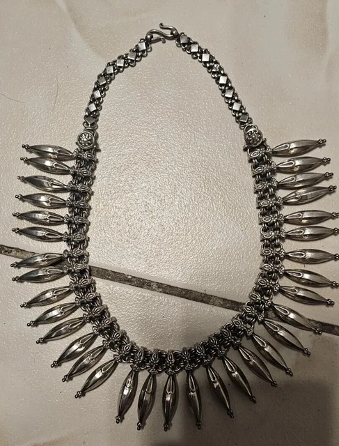 Collier Ancien En Argent Massif Style Berbère Traditionnel - Bijou Ethnique Occasion