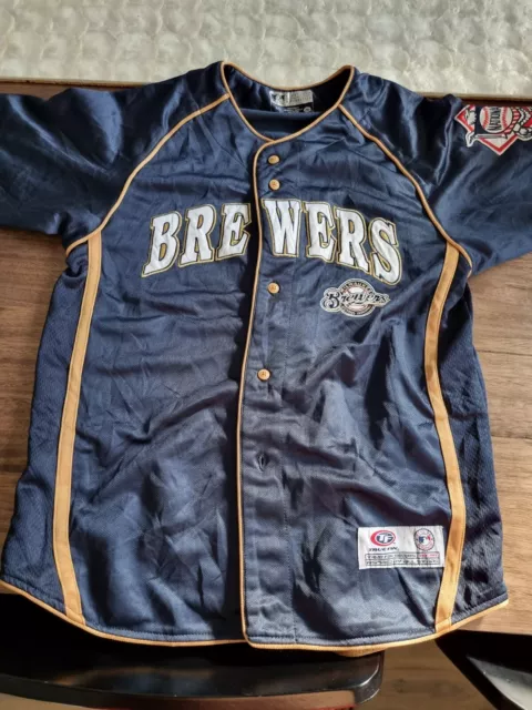 True Fan MLB baseball jersey Milwaukee brewers Youth size L